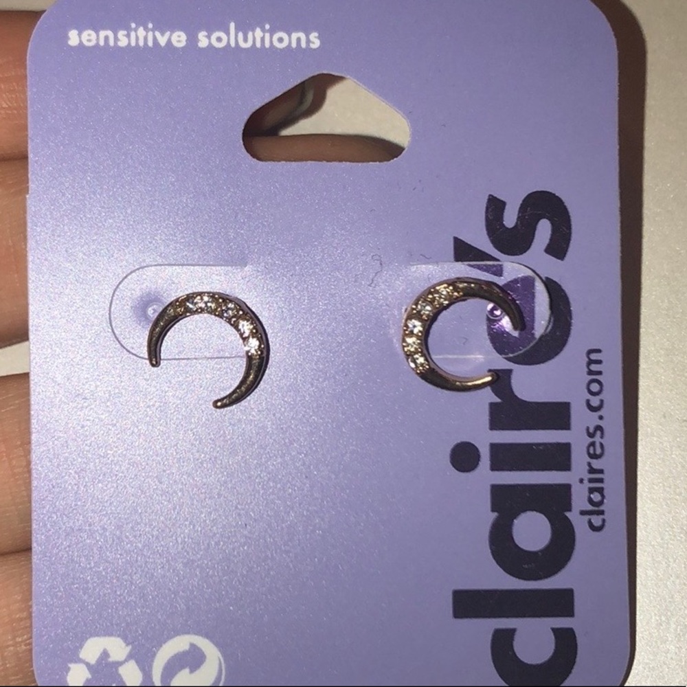 moon shaped stud earrings